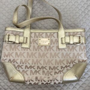 Michael Kors Gold and Beige Tote Bag